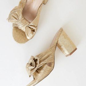 Dorothea Gold Knotted High Heel Sandals (7) - New without box - Unworn